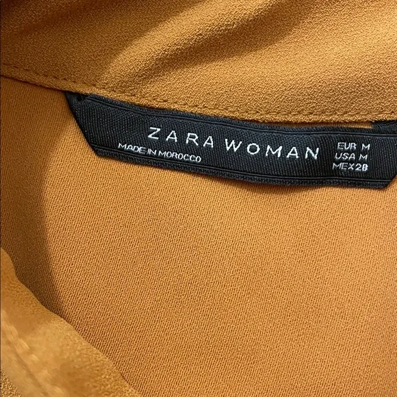 Zara Keyhole Mockneck Button Blouse Honey/Saffron Yellow - Picture 4 of 4